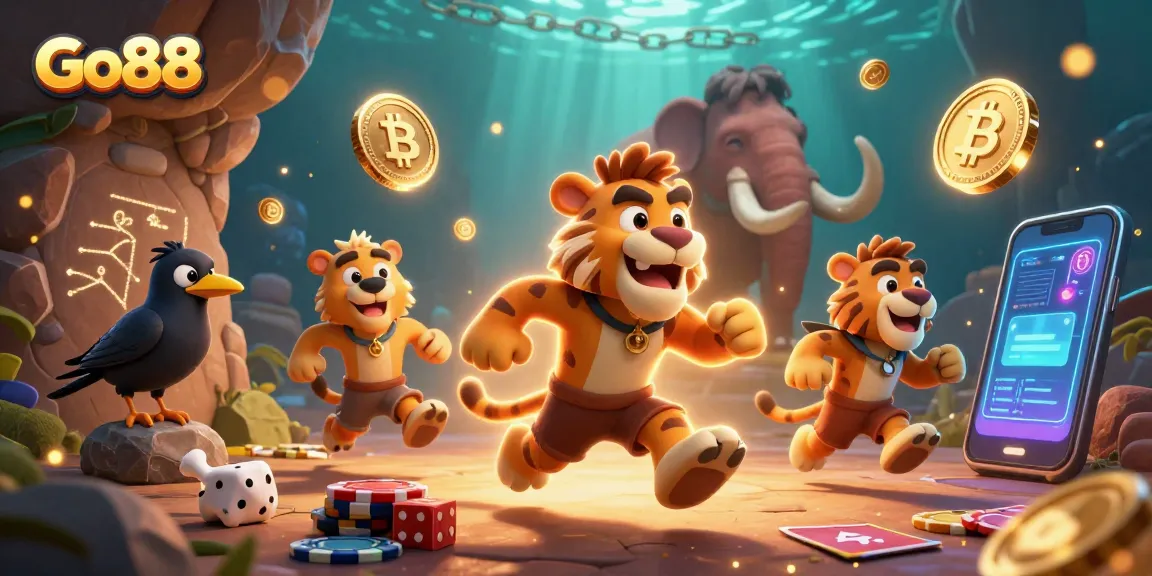Engage with Go88's thrilling games in this vibrant prehistoric casino scene.