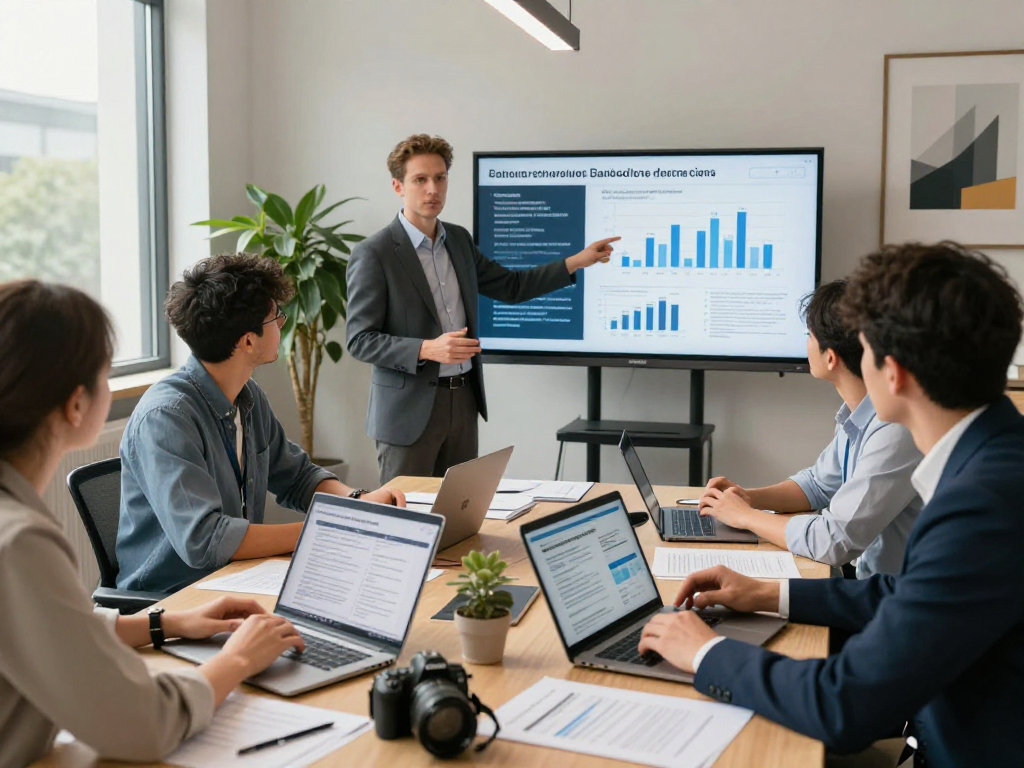 Savvy team of professionals collaborating on data protection strategies for Vermessungsbüros und ÖbVI.