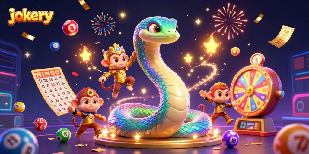 Engage with jokery lottery excitement through vibrant visuals of colorful balls and golden prizes.